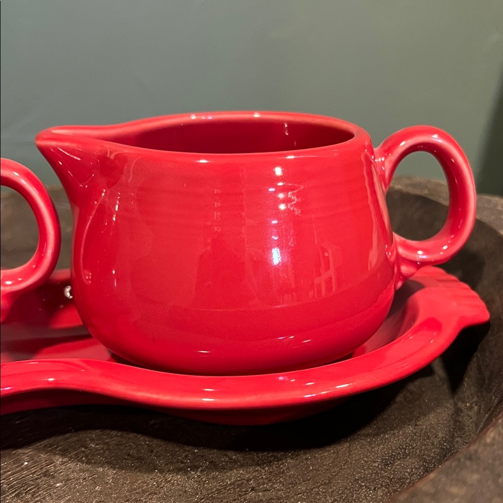 Scarlet Fiestaware Sugar and Creamer Set - Picture 3 of 8